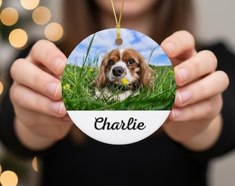 Custom Dog Photo Christmas Ornament, Personalized Pet Ornament, Dog Name Ornament, Pet Memorial Gift, Dog First Christmas Keepsake 2026