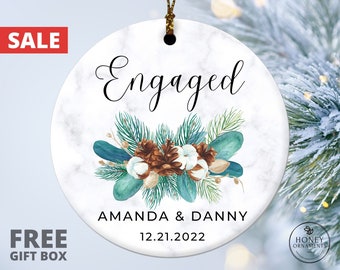 Engagement Ornament Gift, Engaged Ornament, Engagement keepsake, Personalized Engagement Gift for Couple, Christmas Engagement Ornament