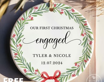 Engagement Ornament Personalized, Engaged Ornament, Engagement Gift for Couple, Engagement Gifts for Couple, Our First Christmas Ornament