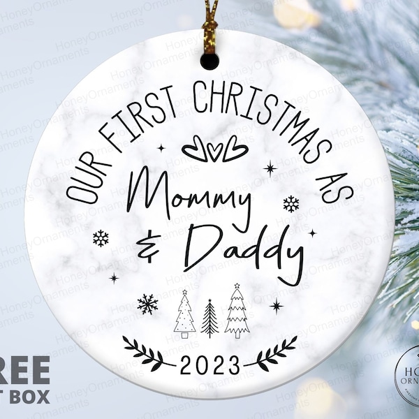 New Parents Ornament, New Parents Expecting Parents Gift, Baby Announcement, Our First Christmas as Mommy and Daddy, New Parents Gift