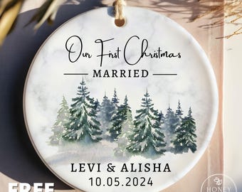 Married Ornament, Wedding Gift, Our First Christmas as Mr and Mrs Gift, Wedding Couples Ornament, First Married Christmas, Newlywed Gift