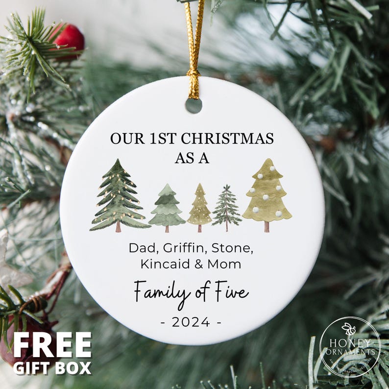 Family of Six Christmas Ornament, Personalized New Baby's First Christmas Ornament, Family of 6, First Christmas Ornament, Family Ornament