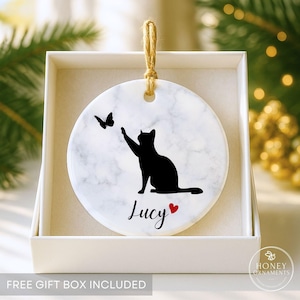Personalized Cat Memorial Ornament, Custom Pet Loss Ornament, Cat Sympathy Gift, Pet Remembrance Keepsake, Loss of Cat Christmas Gift