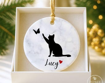 Personalized Cat Memorial Ornament, Custom Pet Loss Ornament, Cat Sympathy Gift, Pet Remembrance Keepsake, Loss of Cat Christmas Gift