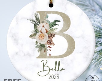 Personalized Letter Name Ornaments, 2023 Family Ornament, Custom Initial Ornament, Christmas gift, Family Keepsake, Monogram Ornament