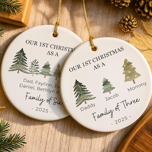 Family of Three Christmas Ornament - Family of 3 Ornament - Family Ornament - Personalized Baby's First Christmas Ornament, New Parent Gift