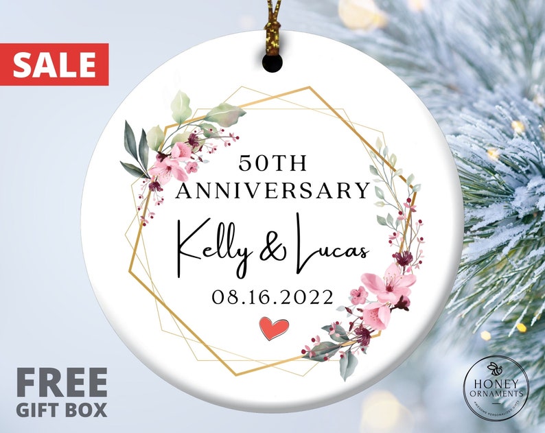 50th Anniversary Gift for Parents, 50th Wedding Anniversary Gifts, Personalized Anniversary Ornament, 50th Wedding Gift, 50 Year Anniversary
