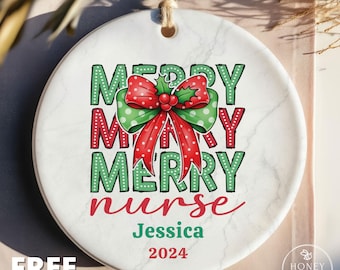 Merry Nurse Christmas Gift Nurse Ornament Custom Nurse Gift Personalized Gift for Nurse Appreciation Keepsake Thank You Gift for Her 2025