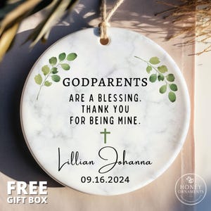 Godparents Ornament, Personalized Godmother Gift, Godfather Thank You Keepsake, Custom Godparents are a Blessing, Christening Baptism Gift