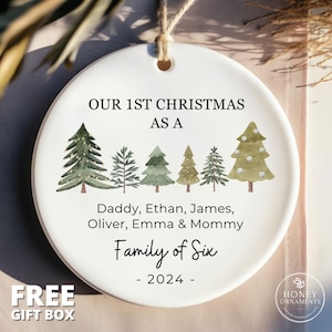 Family of Six Christmas Ornament, Personalized New Baby's First Christmas Ornament, Family of 6, First Christmas Ornament, Family Ornament