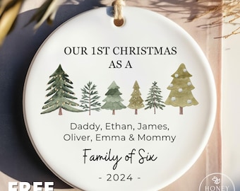 Family of Six Christmas Ornament, Personalized New Baby's First Christmas Ornament, Family of 6, First Christmas Ornament, Family Ornament