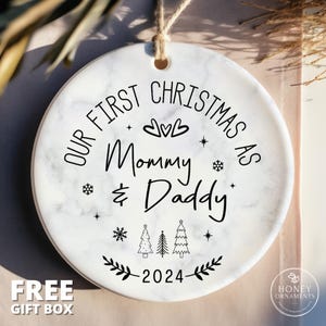 Décoration pour les nouveaux parents, cadeau pour les futurs parents, faire-part de bébé, notre premier Noël pour maman et papa, cadeau pour les nouveaux parents