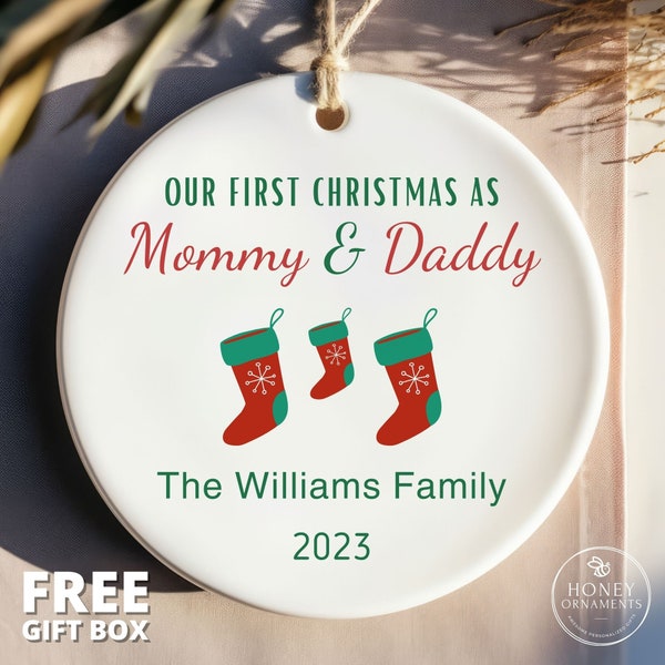 Our First Christmas as Mommy and Daddy, New Parents Ornament, New Parents Expecting Parents Gift, Baby Announcement, New Parents Keepsake