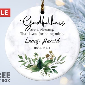 Godfather Ornament, Personalized Godfather Gift, Godfather Thank You Keepsake, Custom Godfather Ornament, Christening Ceramic Ornament