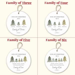 Family of Six Christmas Ornament, Personalized New Baby's First Christmas Ornament, Family of 6, First Christmas Ornament, Family Ornament