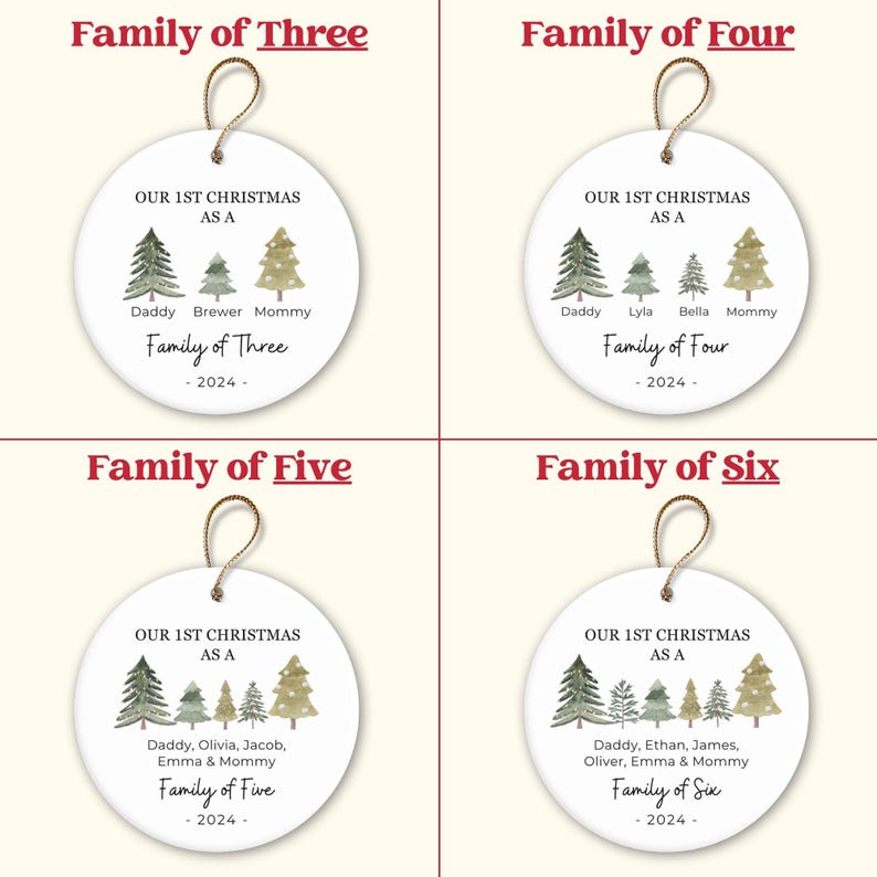 Family of Six Christmas Ornament, Personalized New Baby's First Christmas Ornament, Family of 6, First Christmas Ornament, Family Ornament