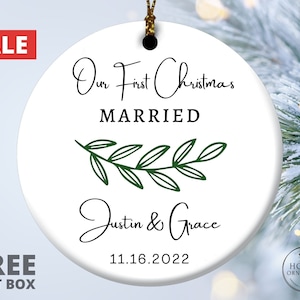 Our First Christmas Married Ornament, Just Married Christmas Ornament, First Christmas Married Ornament 2023, Newlywed Gift, Wedding Gift
