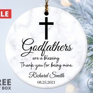 Personalized Godfather Ornament, Gift For Godfather, Custom Gift For Baptism, Custom Godfather Ornament, Christening Ceramic Ornament