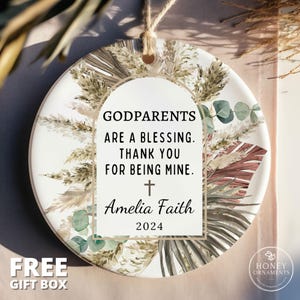 Godmother Ornament Gift, Godparents Keepsake Gift, Godmother Gift, Godfather Gift, Thank you Gift, Christening Gift, Godmother Proposal Gift
