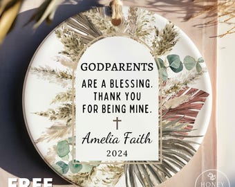 Godmother Ornament Gift, Godparents Keepsake Gift, Godmother Gift, Godfather Gift, Thank you Gift, Christening Gift, Godmother Proposal Gift