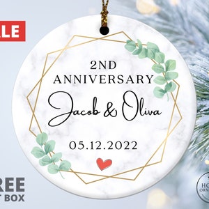 Cotton Anniversary Gift for Him, 2nd Anniversary Gift, Personalized Anniversary Ornament, Cotton Anniversary Gift for Her, 2 Year Wedding