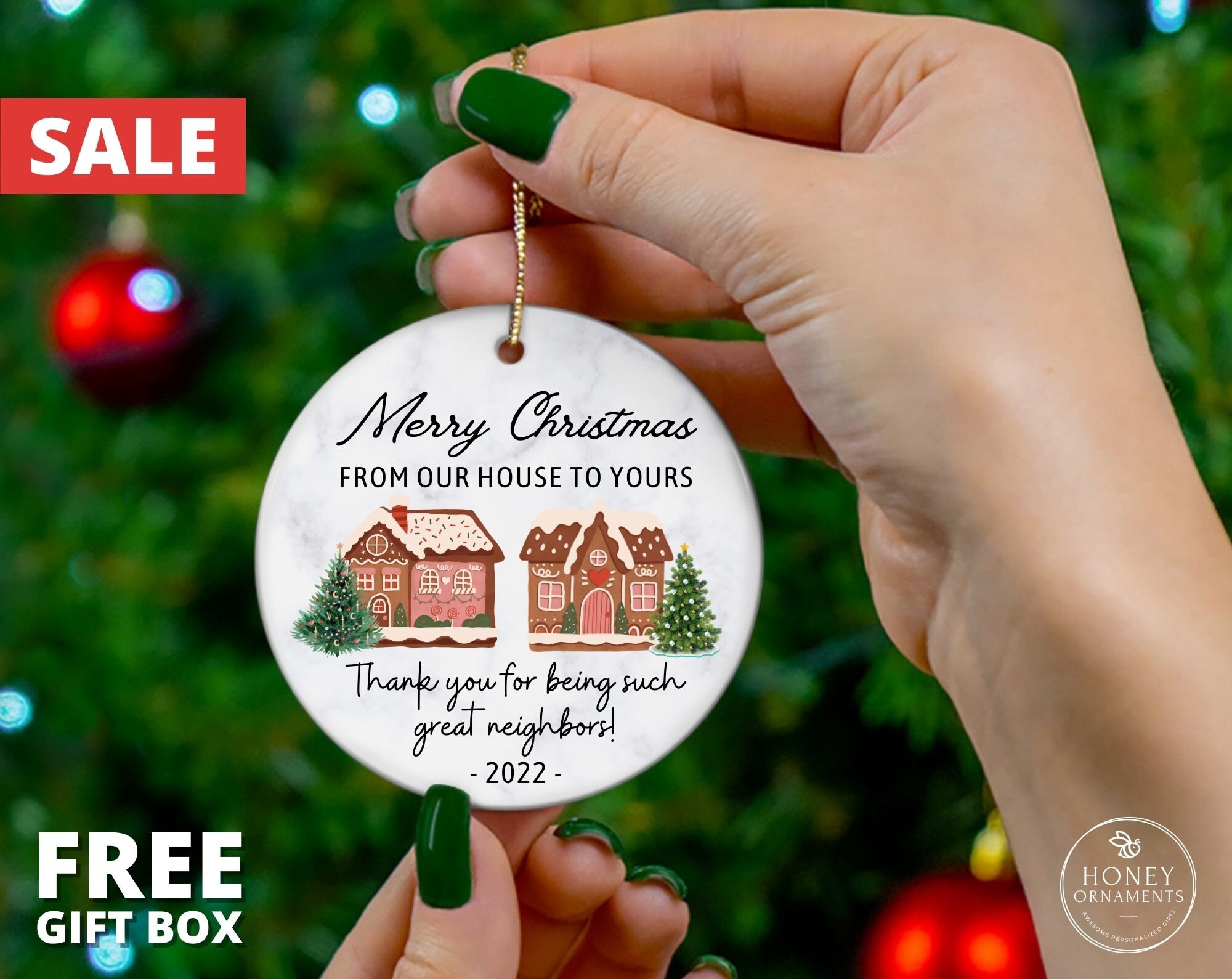 CEZII Personalized Neighbor Christmas Ornament 2023, Best Neighbor Gift,  Neighbors Ornament, New Moving Gift for Friend New Neighbor New Home