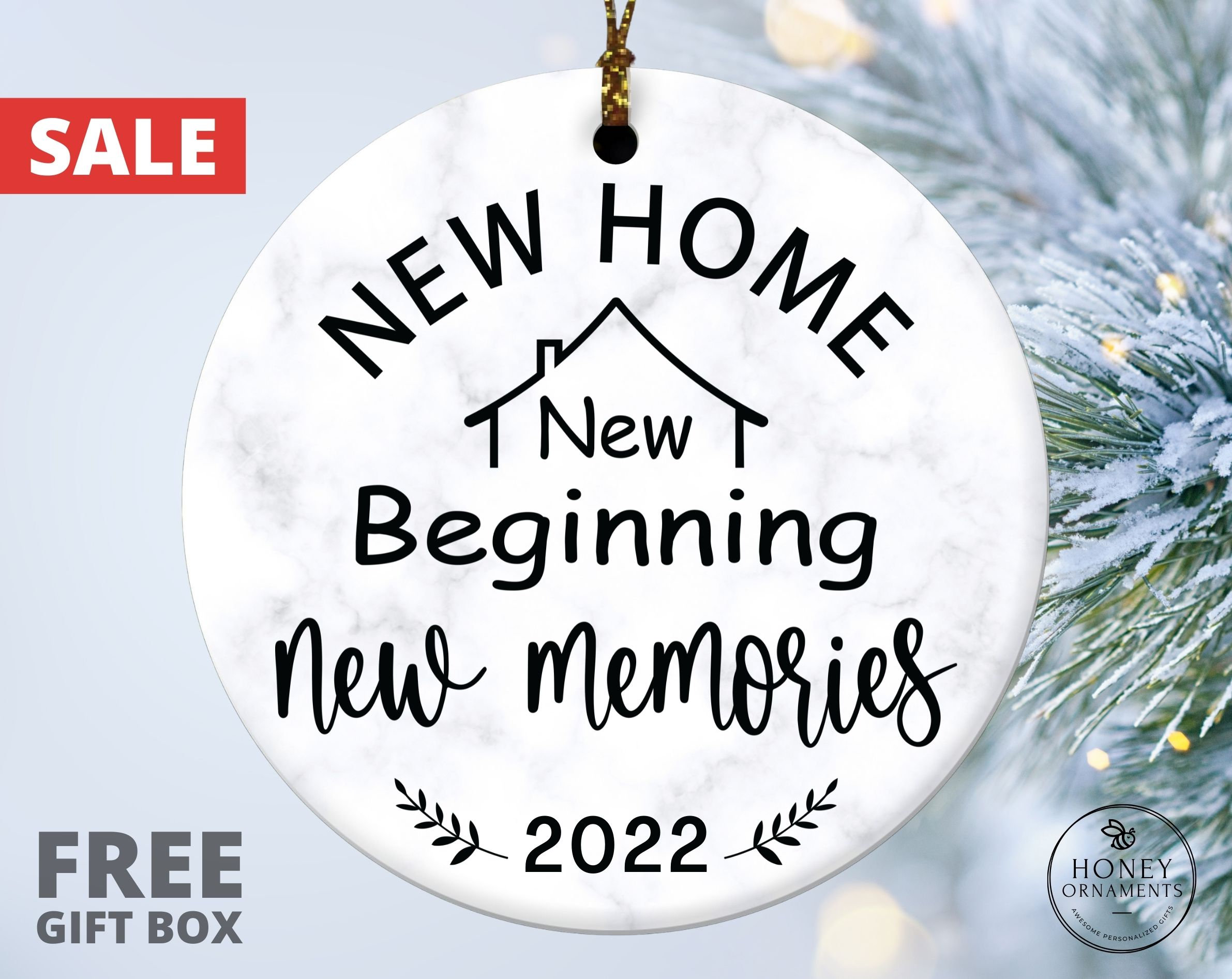 1pc,New Beginnings New memories,New Home 2023,House Warming Gifts New Home ,Housewarming  Gifts for New House, New Home Gifts for Home, New Home Owners Gift Ideas ,New  Home Ornament 2023,2 layered Wooded ornament