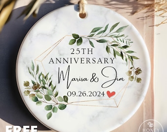 Anniversary Gift for Him, Personalized Anniversary Ceramic Ornament with Name, Custom Anniversary Keepsake for Husband or Boyfriend