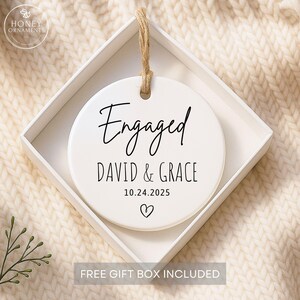 Engagement Ornament Personalized 2025, Newly Engaged Couple Christmas Ornament, Engagement Keepsake Gift for Her, Custom Wedding Gift Idea