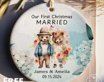Mr and Mrs Ornament Our First Christmas Married Ornament Personalized Wedding Ornament Newlywed Christmas Couples Ornament Just Married Gift