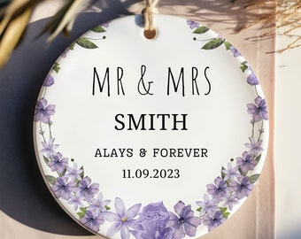 Our First Christmas Married Ornament - Mr and Mrs Ornament - Wedding Gift - Newlywed Christmas Ornament - Couples Ornament - Personalized