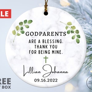 Godparents Ornament, Personalized Godmother Gift, Godfather Thank You Keepsake, Custom Godparents are a Blessing, Christening Baptism Gift