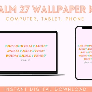 Psalm 27 Zestaw tapet, Chrześcijańska tapeta na iPhone&#39;a, Chrześcijańska tapeta na iPada, Chrześcijańska tapeta na Maca, Werset biblijny Psalm 27