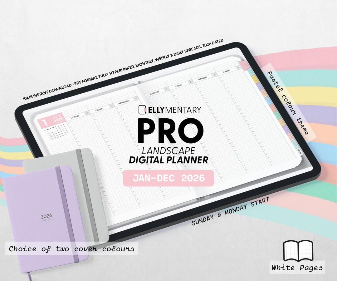2026 Ellymentary PRO Landscape Digital Planner – Dated iPad PDF | Daily ...