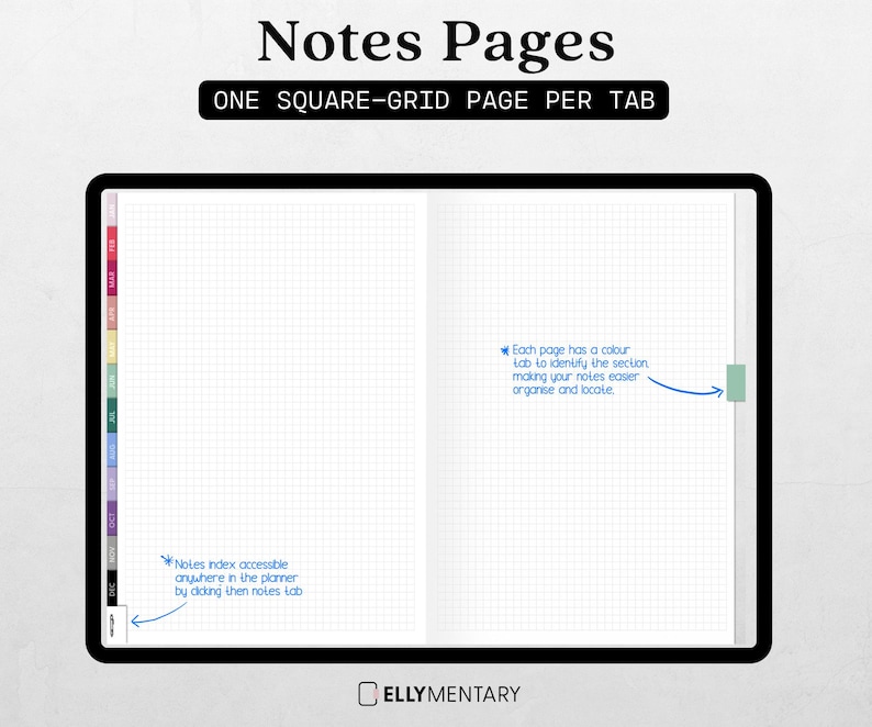 2026 ELLYMENTARY FLEXii Jan-Dec Dated Digital pdf planner, rainbow tabs, hyperlinks, weekly dashboard/vertical weekly spread, months & days image 7