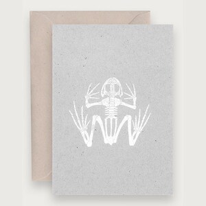 Frog Skeleton Card | Carte squelette de grenouille | Natural Anatomy Specimen | Hot Foil | Estampage à chaud