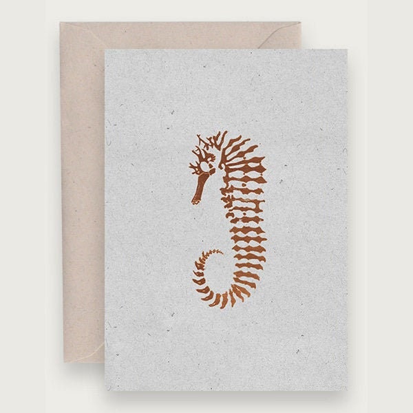 Seahorse Card | Carte hippocampe | Natural Botanical Specimen | Hot Foil | Estampage à chaud
