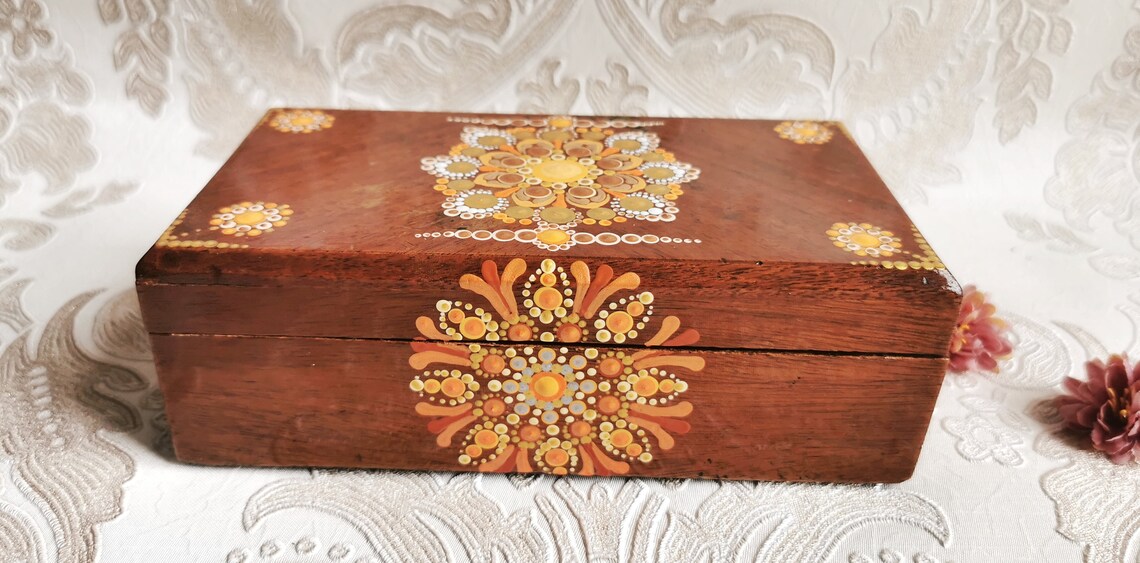 Mandala Bemalte Box Dot Art Upcycled Vintage | Etsy