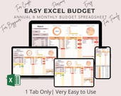 Spreadsheet Budgeting Excel Template, Financial Planner, Beginner Budget, Monthly Budget, Money Tracker, Yearly Budget Template.