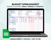 Google Sheets Income And Expenses Budget Template, Budget Spreadsheet, Paycheck By Budget, Weekly, Biweekly, Monthly Budget, Track Expenses.