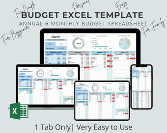 Strumento di budget: foglio di calcolo Excel, pianificatore finanziario, budget per principianti, budget mensile, money tracker, modello di budget annuale, budget.
