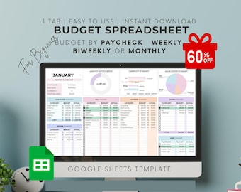 Modello di pianificatore di budget - Foglio di calcolo delle spese mensili per coppie e donne - Tracker semplice di finanza personale