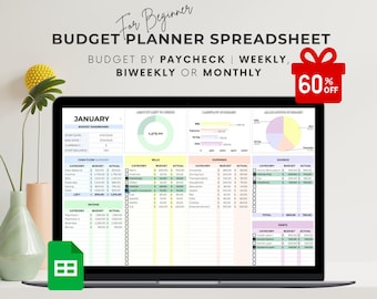 Foglio di calcolo modello di budget per Fogli Google, pianificatore di budget mensile per persone a basso reddito con flusso di cassa per le spese, budget per principianti.