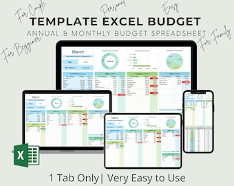 Foglio di calcolo Excel per il budget, calcolatrice per il budget, pianificatore finanziario, budget per principianti, budget mensile, strumento di monitoraggio delle finanze, modello di budget annuale.