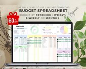 Budget Spreadsheet Google Sheets, Paycheck Spreadsheet, Weekly, Biweekly, Monthly Budget, Financial Management, Budget Tracker, Budgeting.