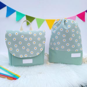 Kindergartenrucksack mint Margeriten personalisiert, Krippenrucksack mit Namen