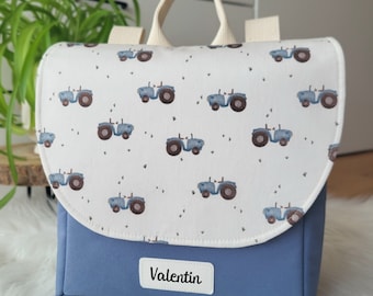Personalized Bulldog Kindergarten Backpack, Tractor Nursery Backpack with Name