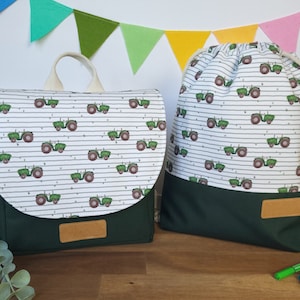 Kindergartenrucksack Bulldog personalisiert, Krippenrucksack Traktor mit Namen