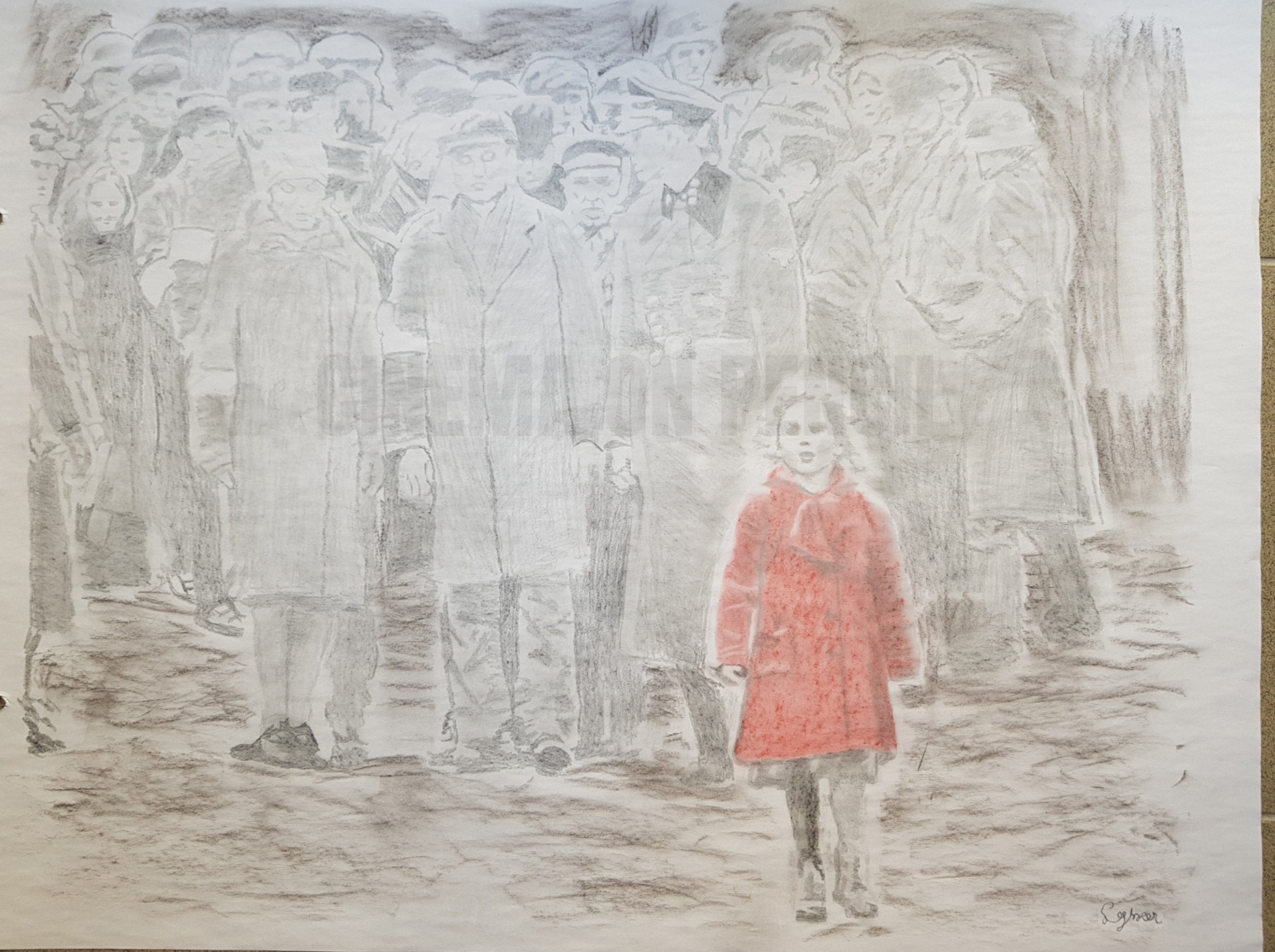Schindler's List Movie scene with little girl on the red Etsy