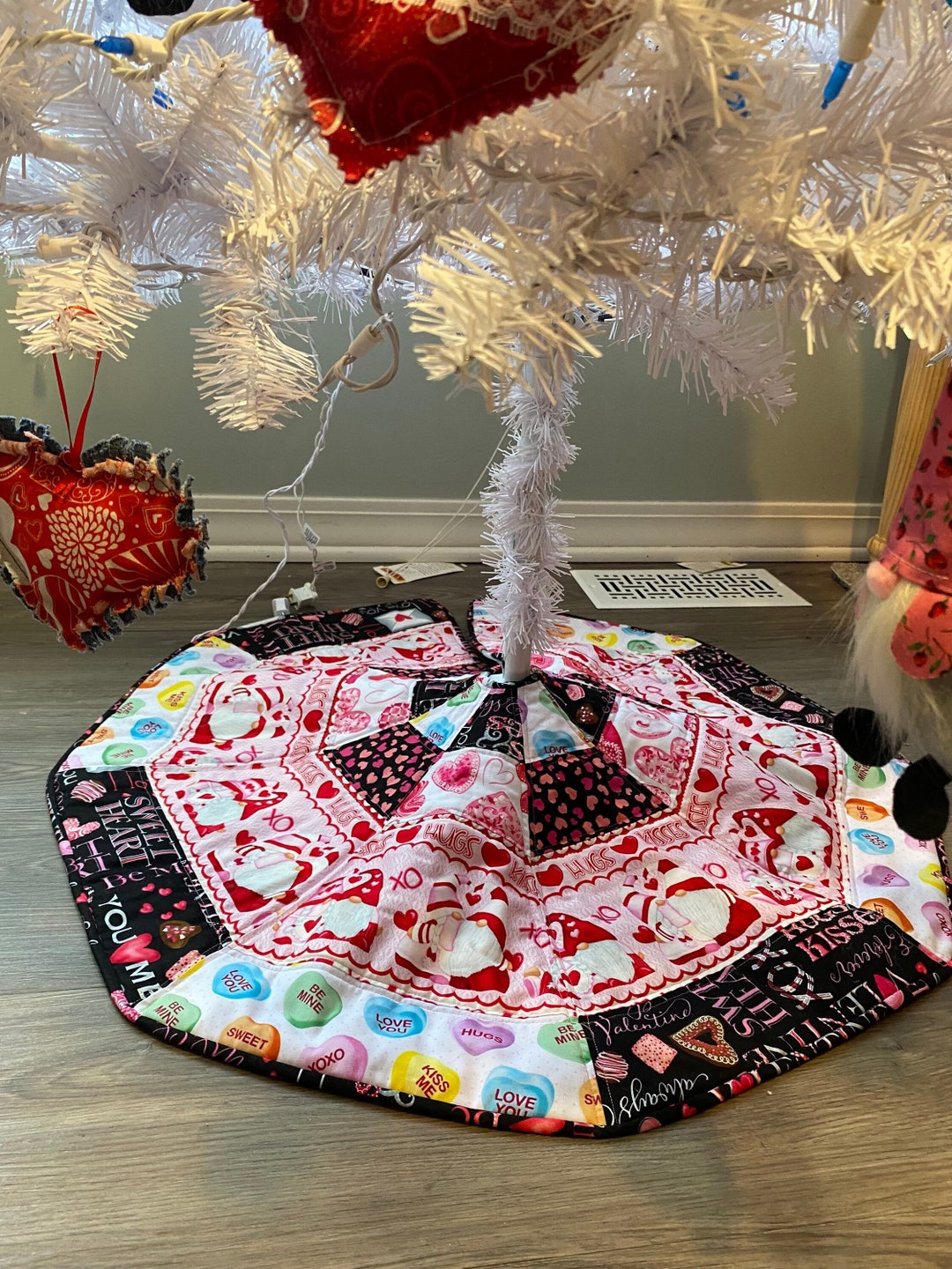 Love is in the Air Gnomes Valentine Tree Skirt 32 Inches Across Etsy